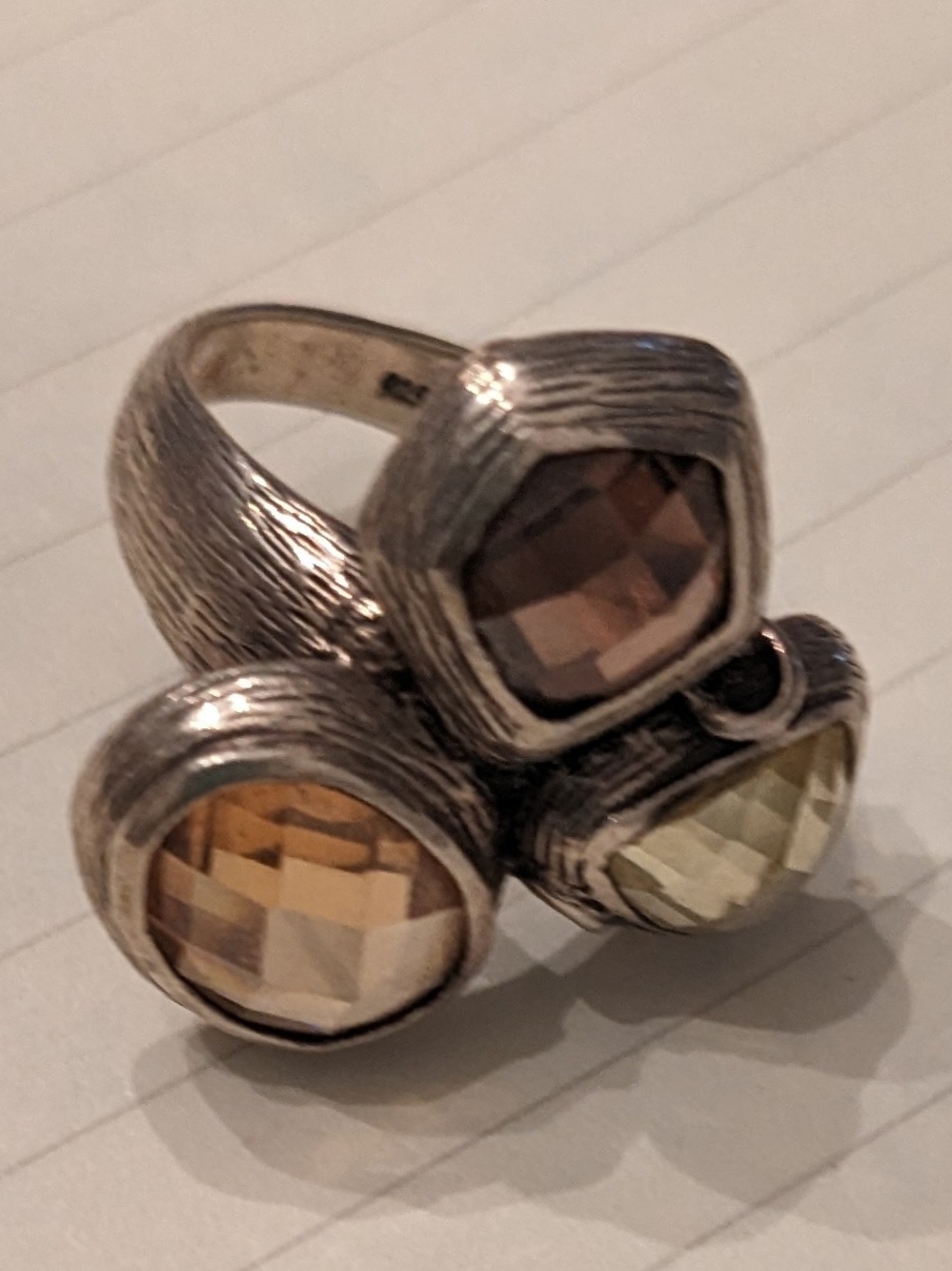 Triple-Stone Sterling Silver Cocktail Ring R